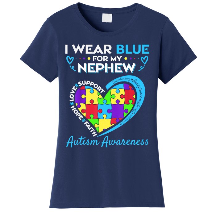 I Wear Blue For My Nephew Autism Awareness Uncle Aunt Women's T-Shirt