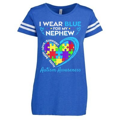 I Wear Blue For My Nephew Autism Awareness Uncle Aunt Enza Ladies Jersey Football T-Shirt