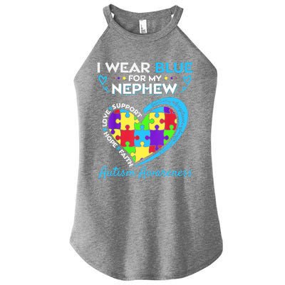 I Wear Blue For My Nephew Autism Awareness Uncle Aunt Women's Perfect Tri Rocker Tank