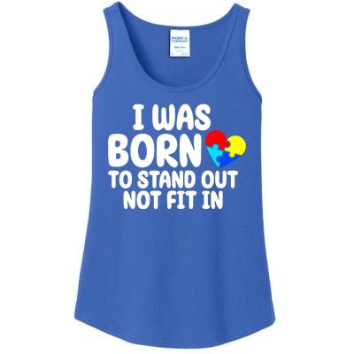 I Was Born To Stand Out Not Fit In Autism Awareness Ladies Essential Tank