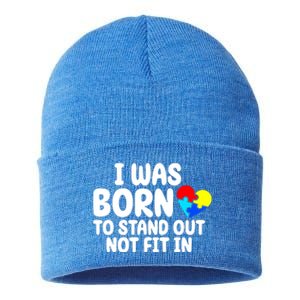 I Was Born To Stand Out Not Fit In Autism Awareness Sustainable Knit Beanie