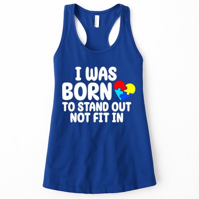 I Was Born To Stand Out Not Fit In Autism Awareness Womens Tank Top