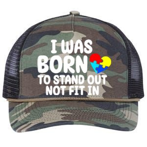 I Was Born To Stand Out Not Fit In Autism Awareness Retro Rope Trucker Hat Cap