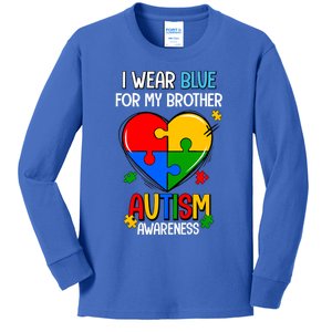 I Wear Blue For My Brother Autism Awareness Kids Long Sleeve Shirt