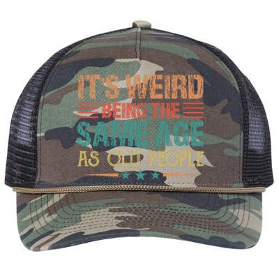 Its Weird Being The Same Age As Old People Funny Retro Retro Rope Trucker Hat Cap