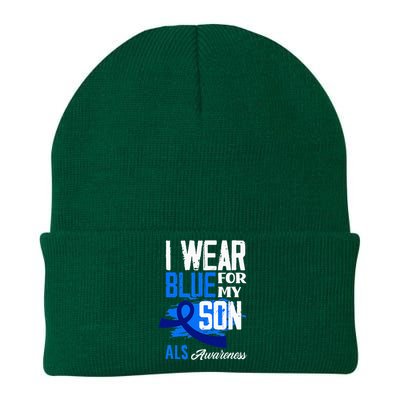 I Wear Blue For My Son Support ALS Awareness Knit Cap Winter Beanie