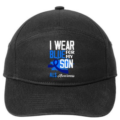 I Wear Blue For My Son Support ALS Awareness 7-Panel Snapback Hat