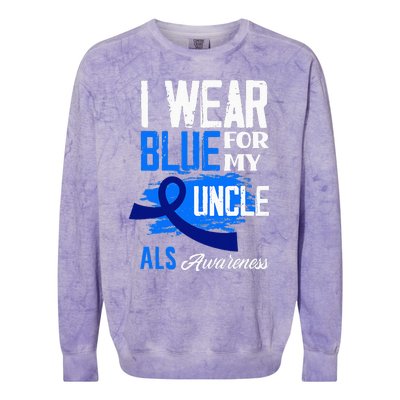 I Wear Blue For My Uncle Support ALS Awareness Colorblast Crewneck Sweatshirt