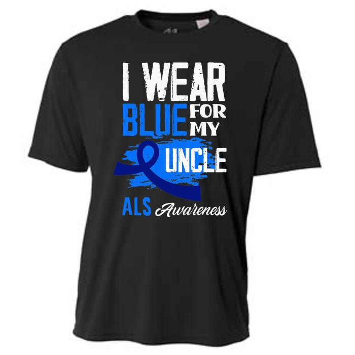 I Wear Blue For My Uncle Support ALS Awareness Cooling Performance Crew T-Shirt