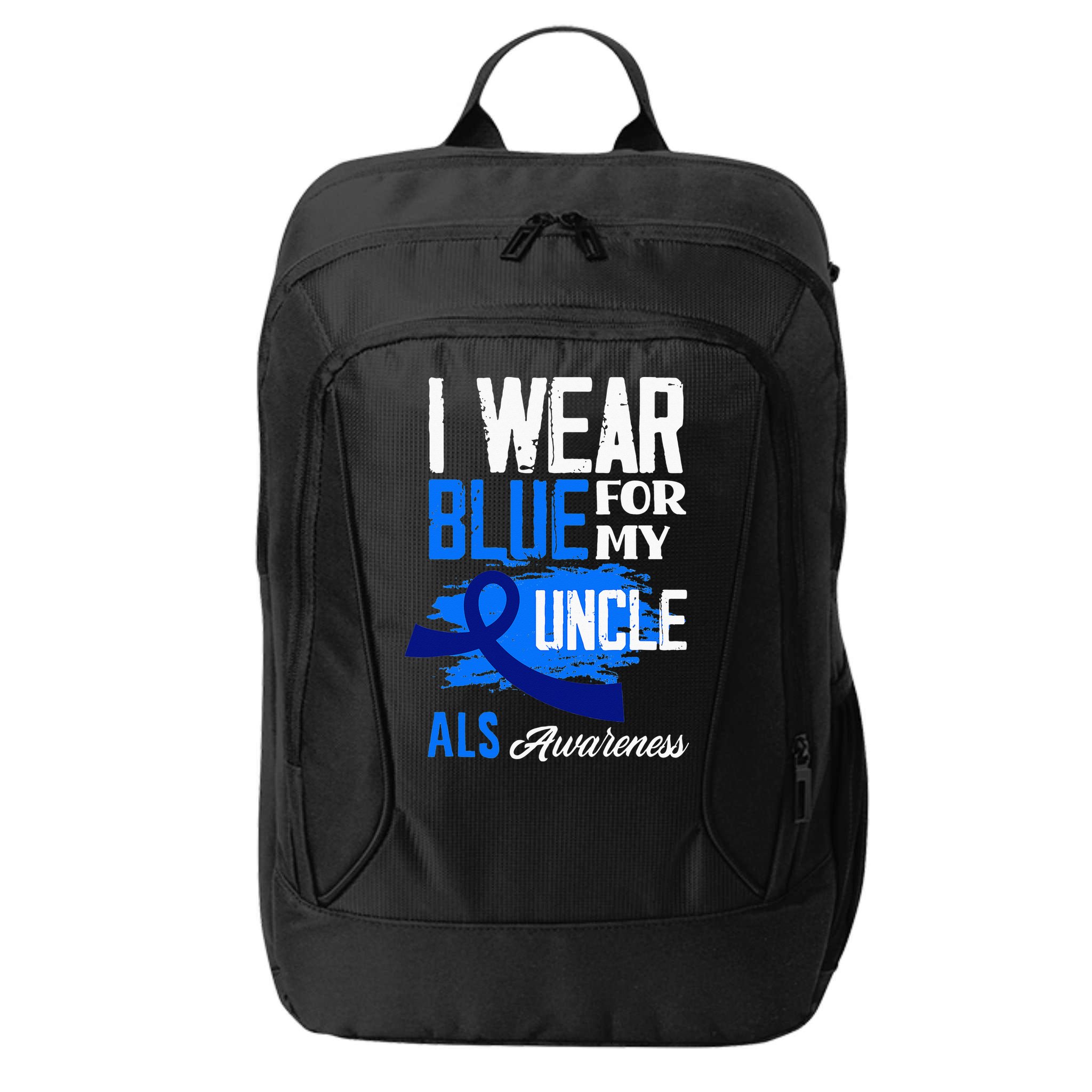 I Wear Blue For My Uncle Support ALS Awareness City Backpack