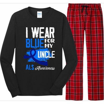 I Wear Blue For My Uncle Support ALS Awareness Long Sleeve Pajama Set