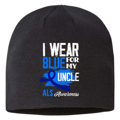 I Wear Blue For My Uncle Support ALS Awareness Sustainable Beanie