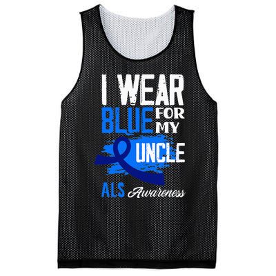 I Wear Blue For My Uncle Support ALS Awareness Mesh Reversible Basketball Jersey Tank