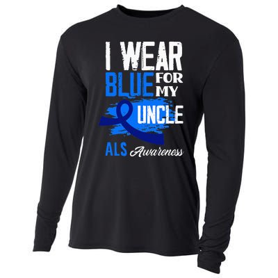 I Wear Blue For My Uncle Support ALS Awareness Cooling Performance Long Sleeve Crew