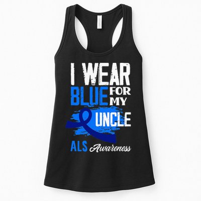 I Wear Blue For My Uncle Support ALS Awareness Womens Tank Top