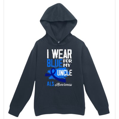 I Wear Blue For My Uncle Support ALS Awareness Urban Pullover Hoodie