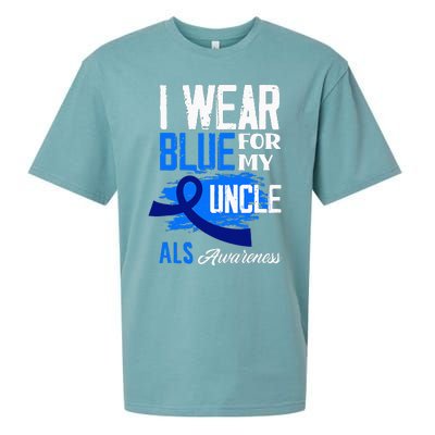 I Wear Blue For My Uncle Support ALS Awareness Sueded Cloud Jersey T-Shirt