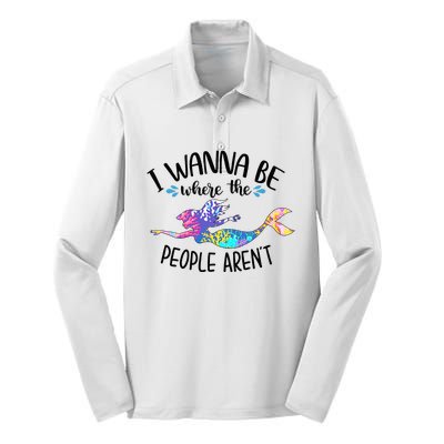 I Wanna Be Where The People Arent Mermaid Lover Sassy Girl Silk Touch Performance Long Sleeve Polo