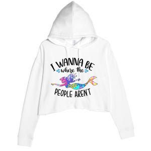 I Wanna Be Where The People Arent Mermaid Lover Sassy Girl Crop Fleece Hoodie