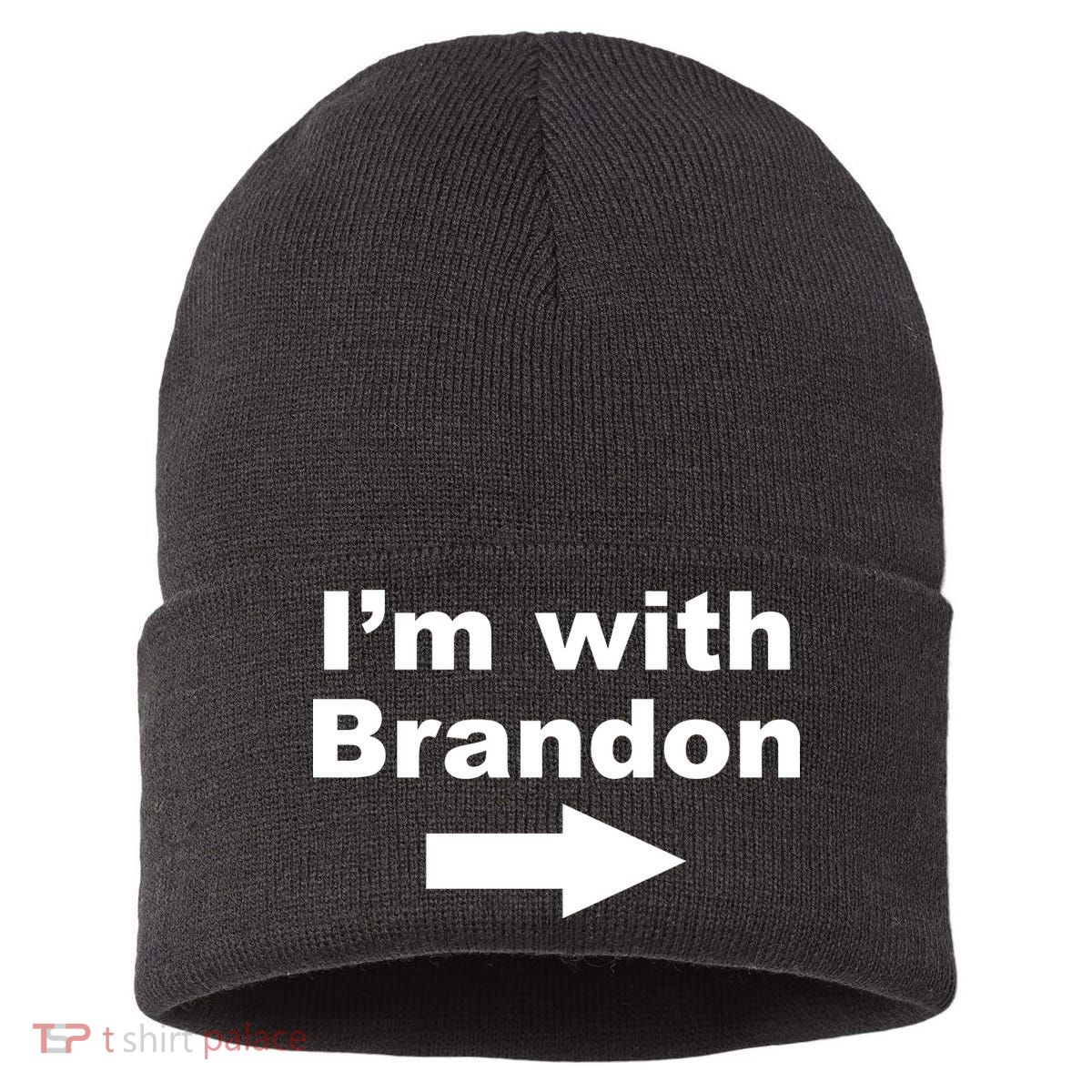 I'm With Brandon FJB Funny Anti Biden Chant Meme Sustainable Knit Beanie