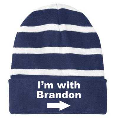 I'm With Brandon FJB Funny Anti Biden Chant Meme Striped Beanie with Solid Band