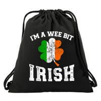 I'm wee bit irish with ireland shamrock for St Patricks day Drawstring Bag