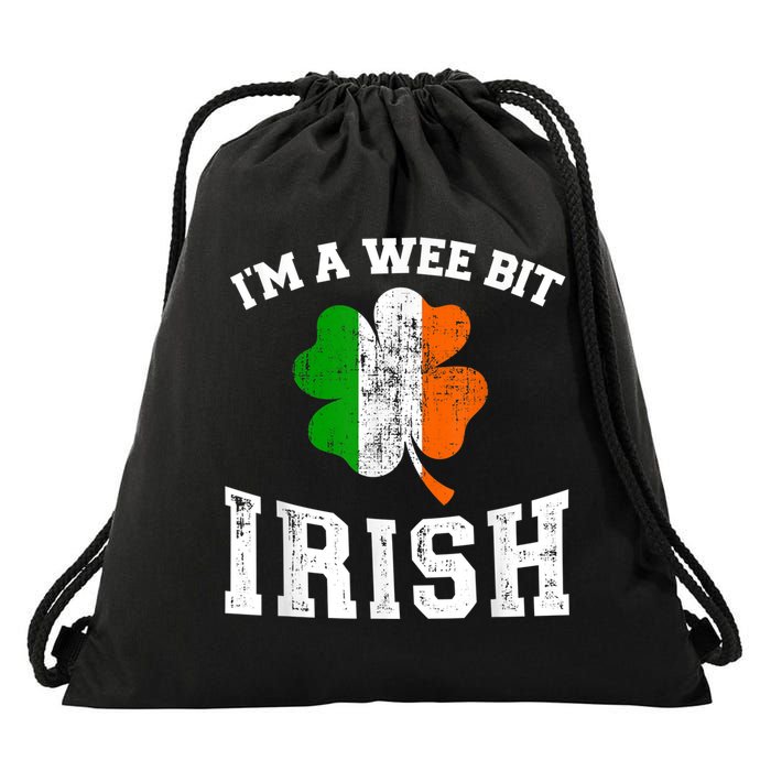 I'm wee bit irish with ireland shamrock for St Patricks day Drawstring Bag