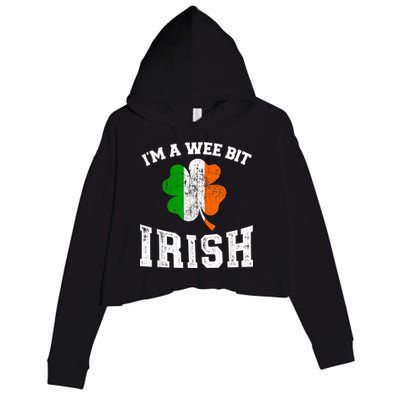 I'm wee bit irish with ireland shamrock for St Patricks day Crop Fleece Hoodie