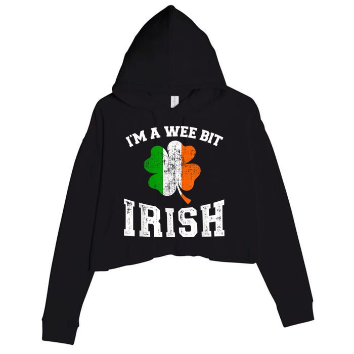 I'm wee bit irish with ireland shamrock for St Patricks day Crop Fleece Hoodie