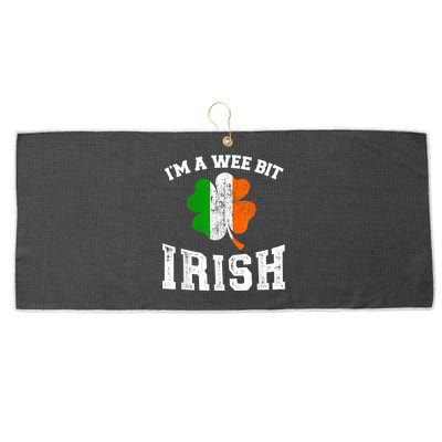 I'm wee bit irish with ireland shamrock for St Patricks day Large Microfiber Waffle Golf Towel