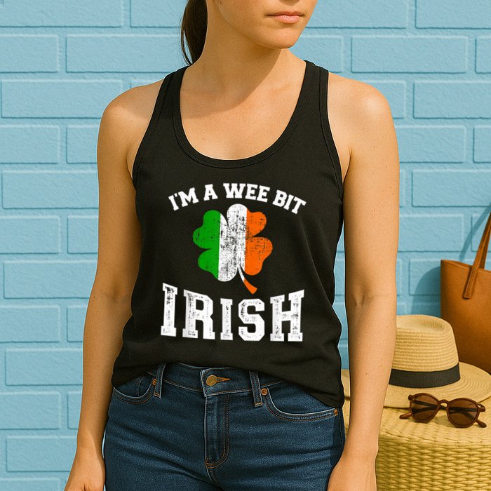 I'm wee bit irish with ireland shamrock for St Patricks day Womens Tank Top