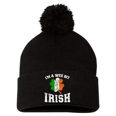 I'm wee bit irish with ireland shamrock for St Patricks day Pom Pom 12in Knit Beanie