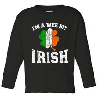I'm wee bit irish with ireland shamrock for St Patricks day Toddler Long Sleeve Shirt
