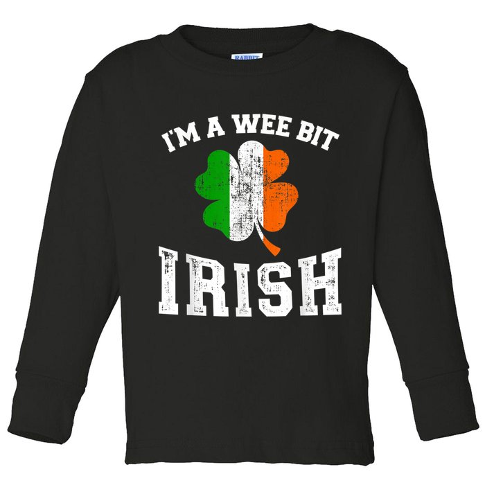 I'm wee bit irish with ireland shamrock for St Patricks day Toddler Long Sleeve Shirt