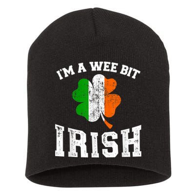 I'm wee bit irish with ireland shamrock for St Patricks day Short Acrylic Beanie