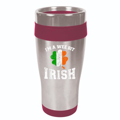 I'm wee bit irish with ireland shamrock for St Patricks day 16oz Travel Tumbler