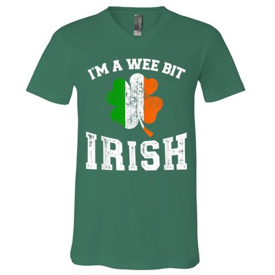 I'm wee bit irish with ireland shamrock for St Patricks day V-Neck T-Shirt