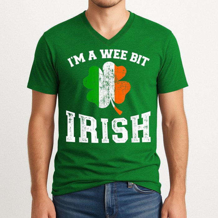 I'm wee bit irish with ireland shamrock for St Patricks day V-Neck T-Shirt