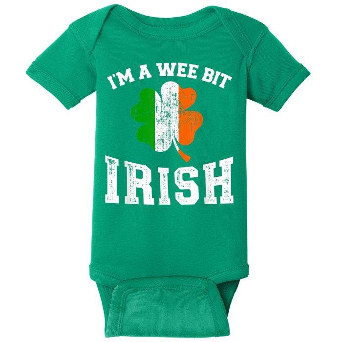 I'm wee bit irish with ireland shamrock for St Patricks day Baby Bodysuit