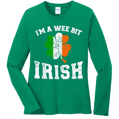 I'm wee bit irish with ireland shamrock for St Patricks day Ladies Long Sleeve Shirt