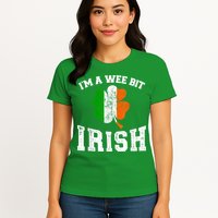 I'm wee bit irish with ireland shamrock for St Patricks day Womens T-Shirt