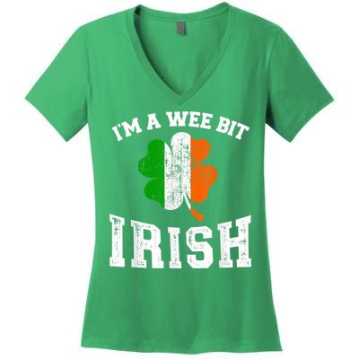 I'm wee bit irish with ireland shamrock for St Patricks day Women's V-Neck T-Shirt