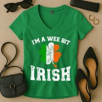 I'm wee bit irish with ireland shamrock for St Patricks day Women's V-Neck T-Shirt