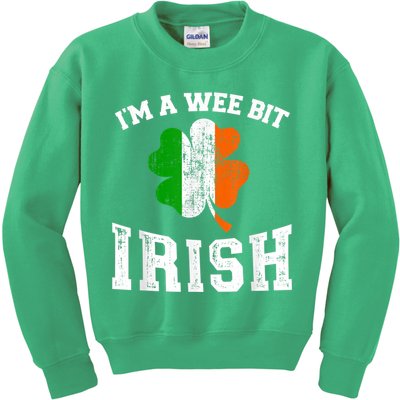 I'm wee bit irish with ireland shamrock for St Patricks day Kids Sweatshirt