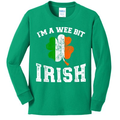 I'm wee bit irish with ireland shamrock for St Patricks day Kids Long Sleeve Shirt