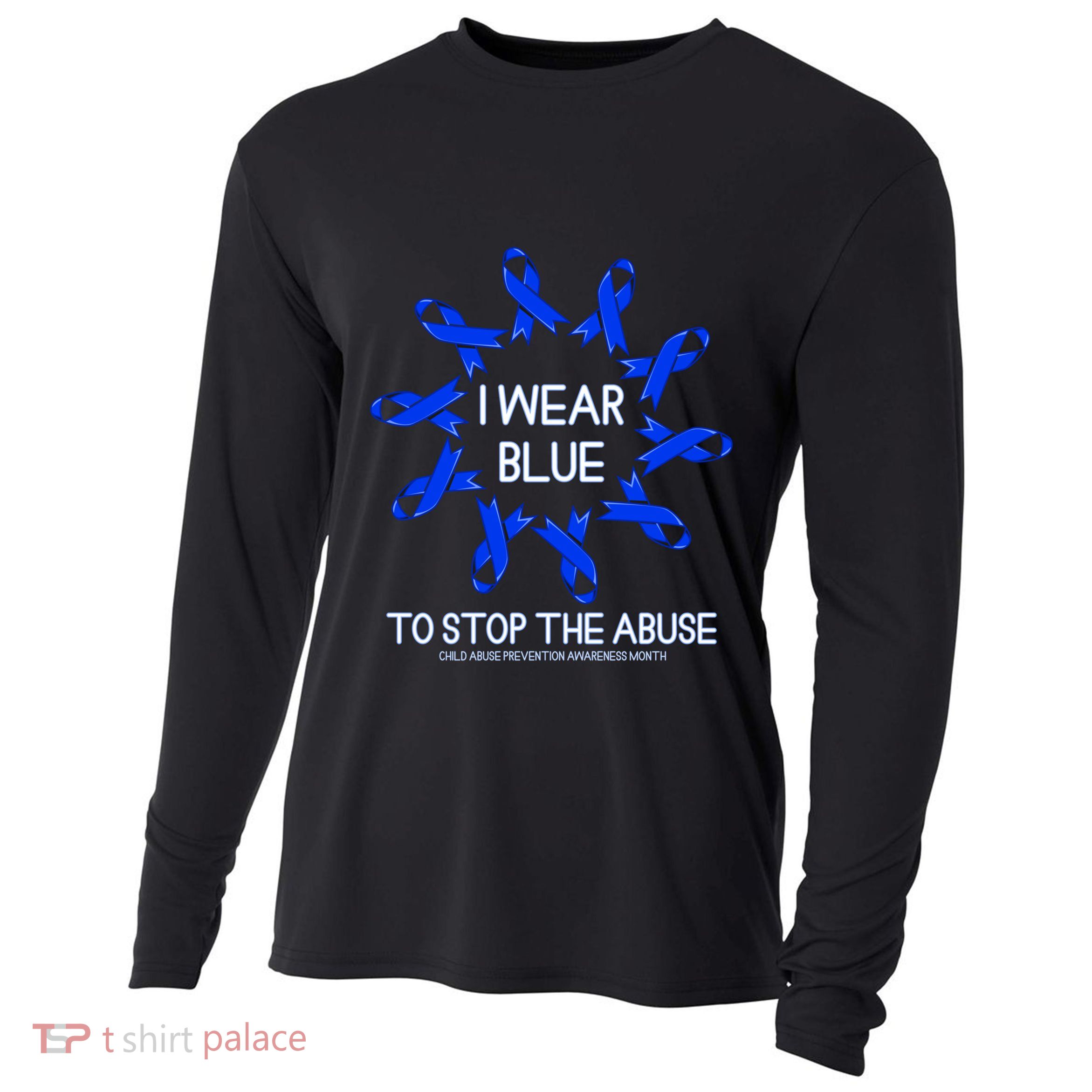 I Wear Blue To Stop The Abuse Abuse Awareness Month Gift Cooling Performance Long Sleeve Crew