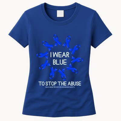 I Wear Blue To Stop The Abuse Abuse Awareness Month Gift Womens T-Shirt