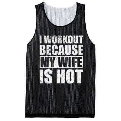 I Workout Because My Wife Is Hot Funny Fitness Workout Mesh Reversible Basketball Jersey Tank