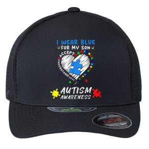 I Wear Blue For My Son Autism Awareness Month Flexfit Unipanel Trucker Cap