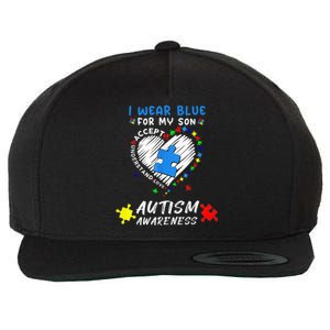 I Wear Blue For My Son Autism Awareness Month Wool Snapback Cap